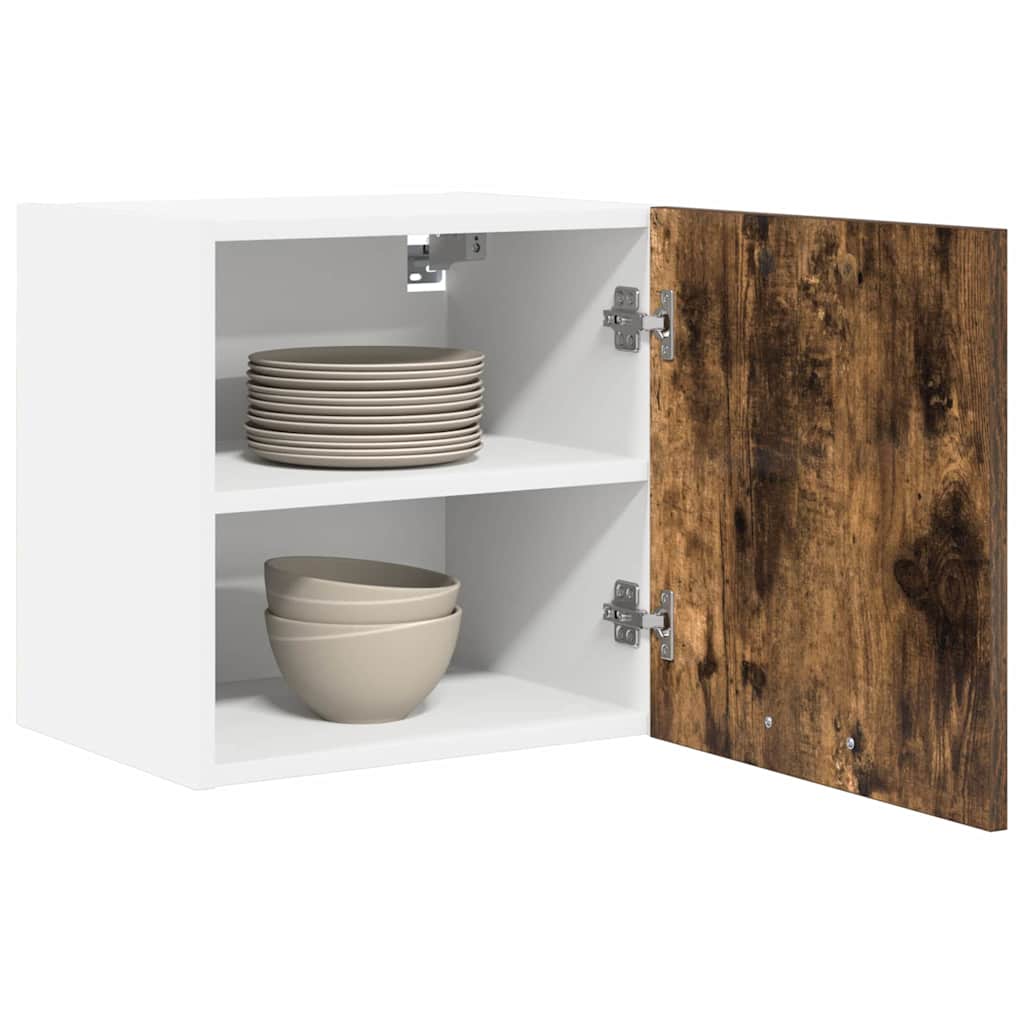 Hanging Cabinet Riga Smoked Oak and White 40 x 31 x 40 cm